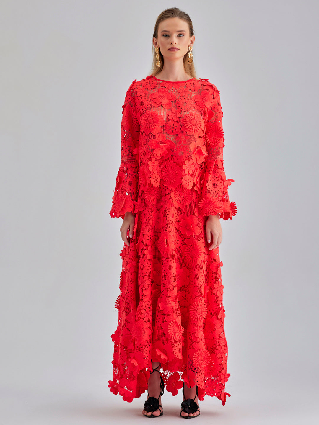 Amal Set Coral floral lace two-piece summer outfit