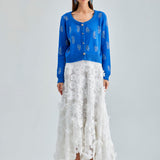 Timeless Daisy Cardigan Blue with subtle embroidery and a cozy fit, ideal for both casual and formal wear