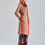 Stylish Evie Jacket in coral with unique texture and fringed accents