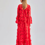 Flared sleeve coral set for summer weddings