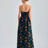  Sierra Gown Strapless with vibrant patterns and flattering off-shoulder silhouette