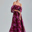 Dramatic Zelene Gown Red with intricate floral designs and a bold open back for evening events