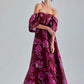 Dramatic Zelene Gown Red with intricate floral designs and a bold open back for evening events