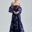 Zelene Gown Violet with large-scale floral patterns and a rich violet hue, featuring a daring open back